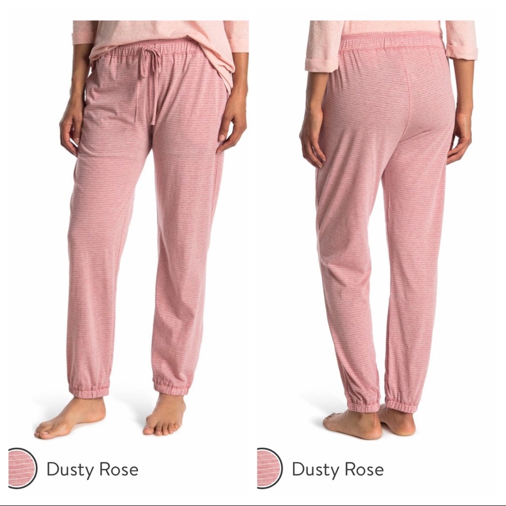 DANIEL BUCHLER Dusty Rose Striped Drawstring Joggers